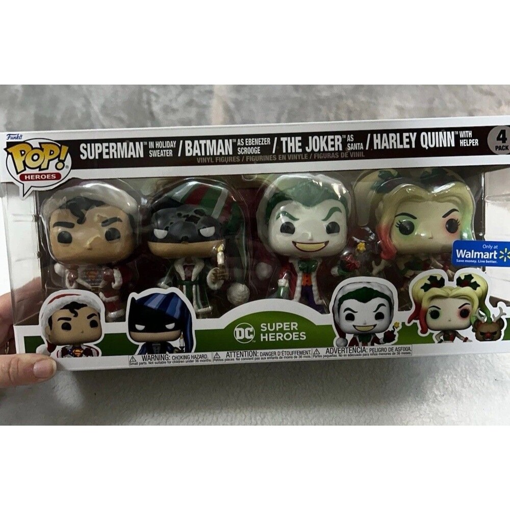 Funko Pop DC Super Heroes Holiday 4 Pack Batman Joker Harley Quinn Superman